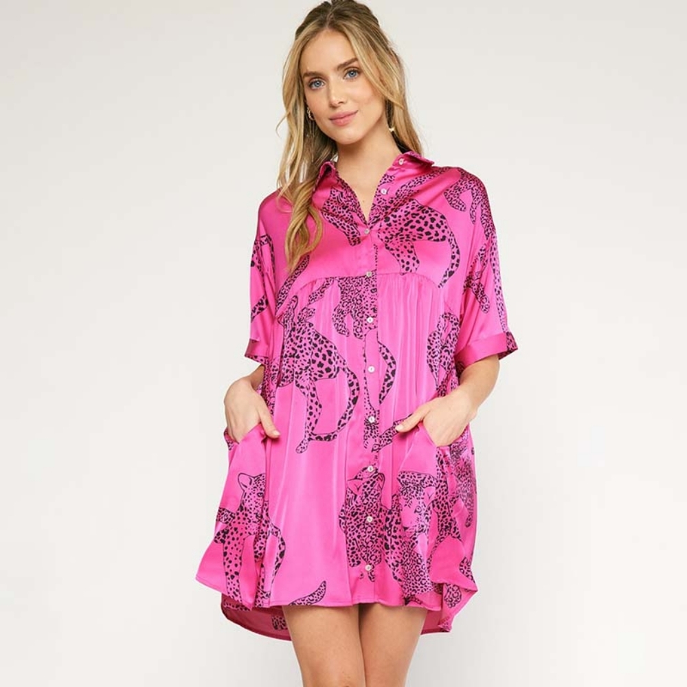 Entro Pink Cheetah Dress | Size L